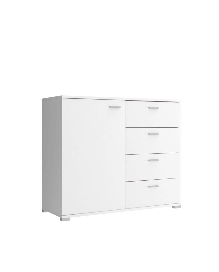 Chest of drawers, type 100, with doors, drawers, white