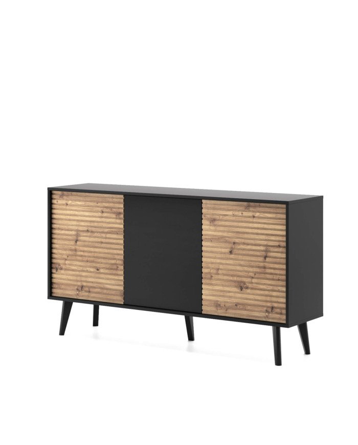 Willow K154 chest of drawers, three doors, Artisan oak/black - Image 3