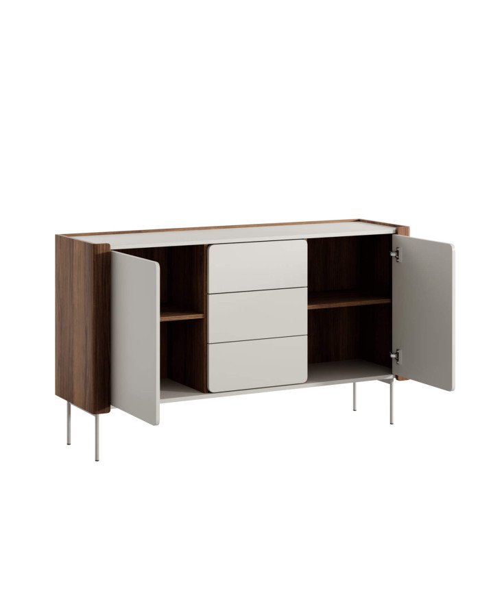 Wrap chest of drawers K-141, with doors, drawers, walnut/cashmere color - Image 2