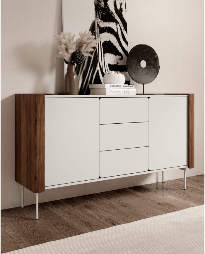 Wrap chest of drawers K-141, with doors, drawers, walnut/cashmere color - Image 5