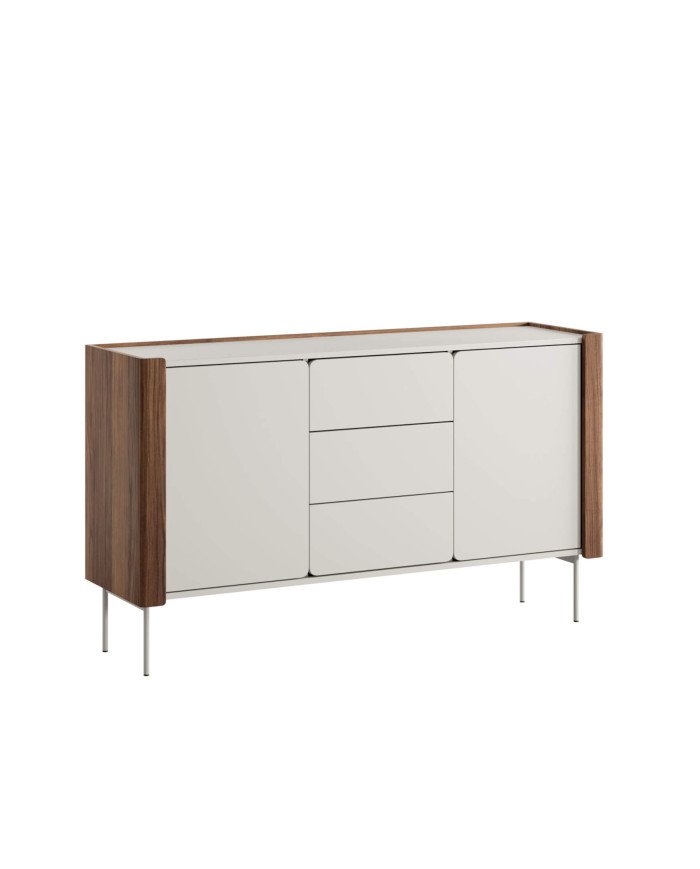 Wrap chest of drawers K-141, with doors, drawers, walnut/cashmere color