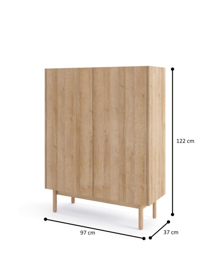 Boho KD97 tall chest of drawers, two doors, Riviera Oak/Bianco marble - Image 3