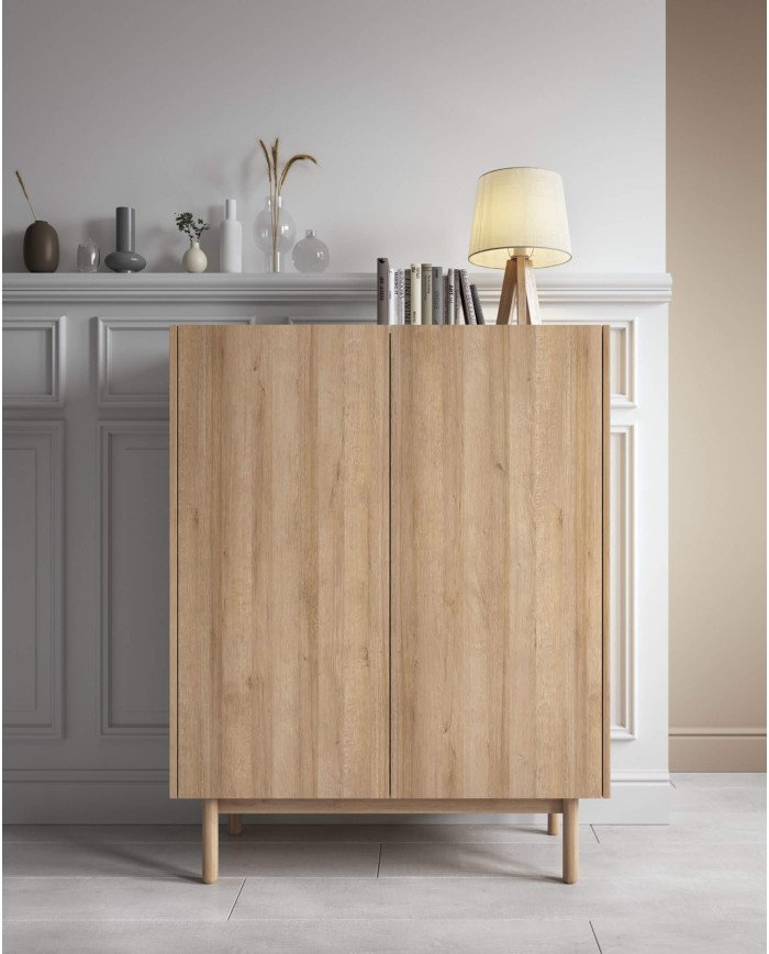 Boho KD97 tall chest of drawers, two doors, Riviera Oak/Bianco marble - Image 7