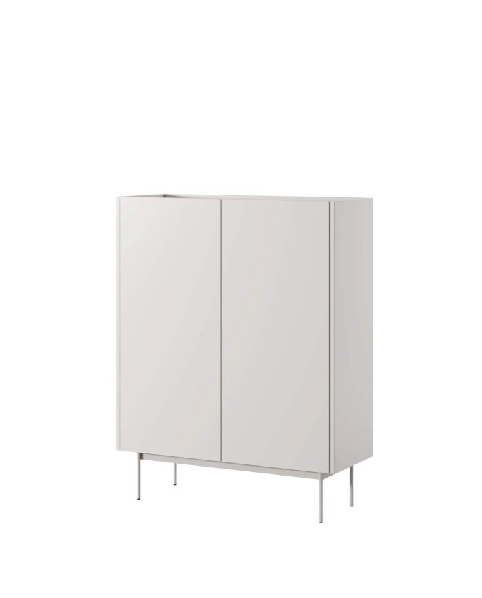 COLOR KD97 Tall chest of drawers with doors, cashmere/linea oak color