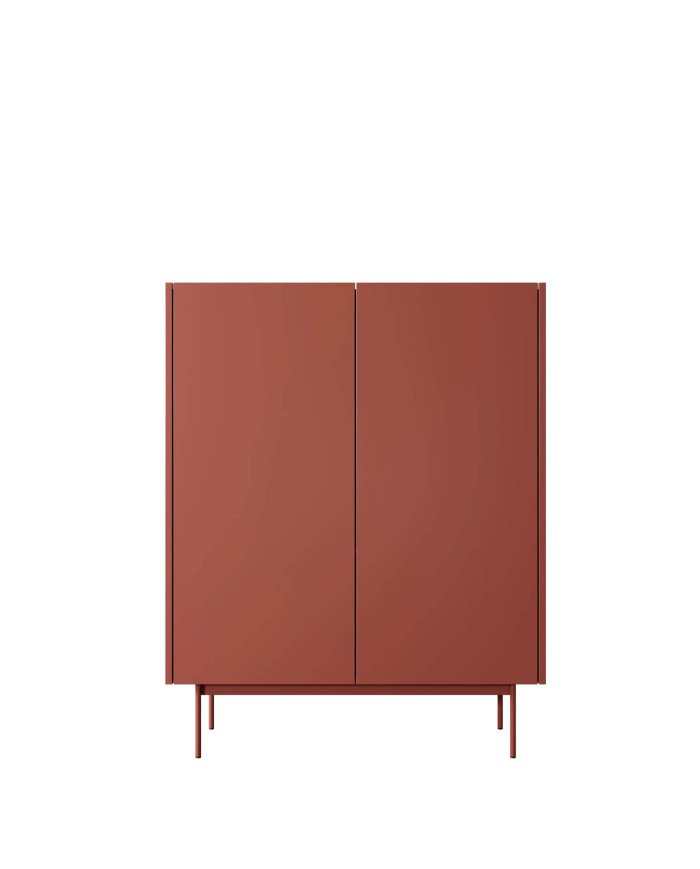 COLOR KD97 tall chest of drawers with doors, ceramic red / oak line - Image 3