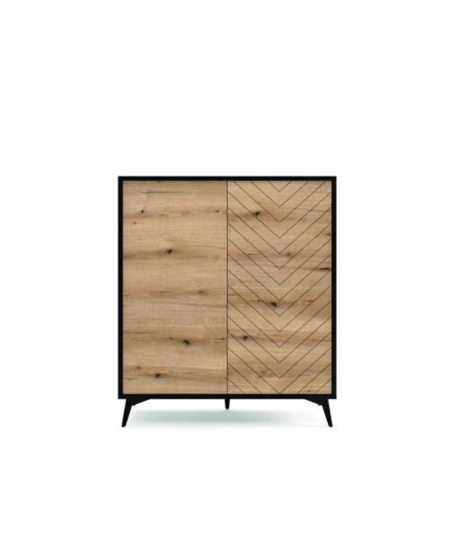 Diamond KD104 tall chest of drawers, two doors, Evoke Oak/black