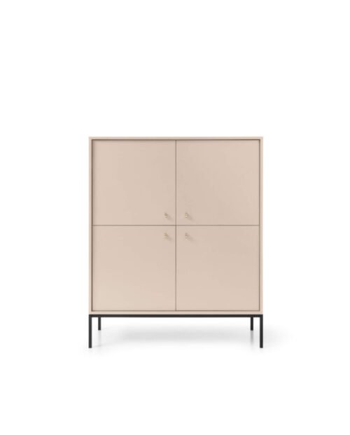 Mono MK104 tall chest of drawers with doors, beige/black frame