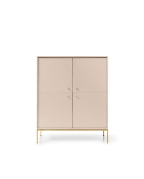 Mono MK104 tall chest of drawers, with doors, beige/gold frame