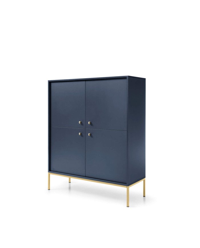 Mono MK104 tall chest of drawers with doors, dark blue / gold frame - Image 2