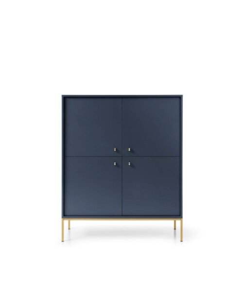 Mono MK104 tall chest of drawers with doors, dark blue / gold frame