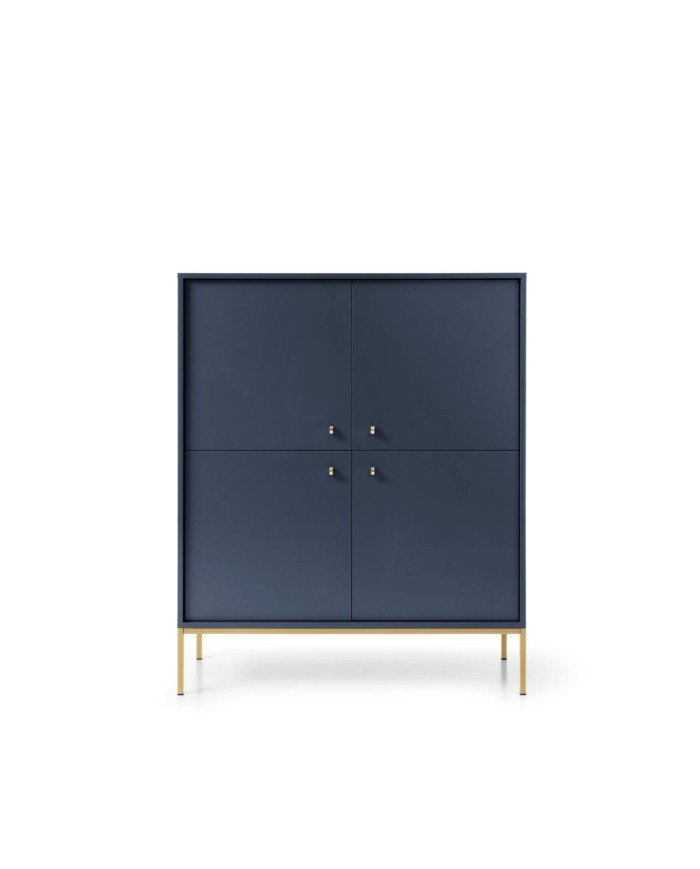 Mono MK104 tall chest of drawers with doors, dark blue / gold frame