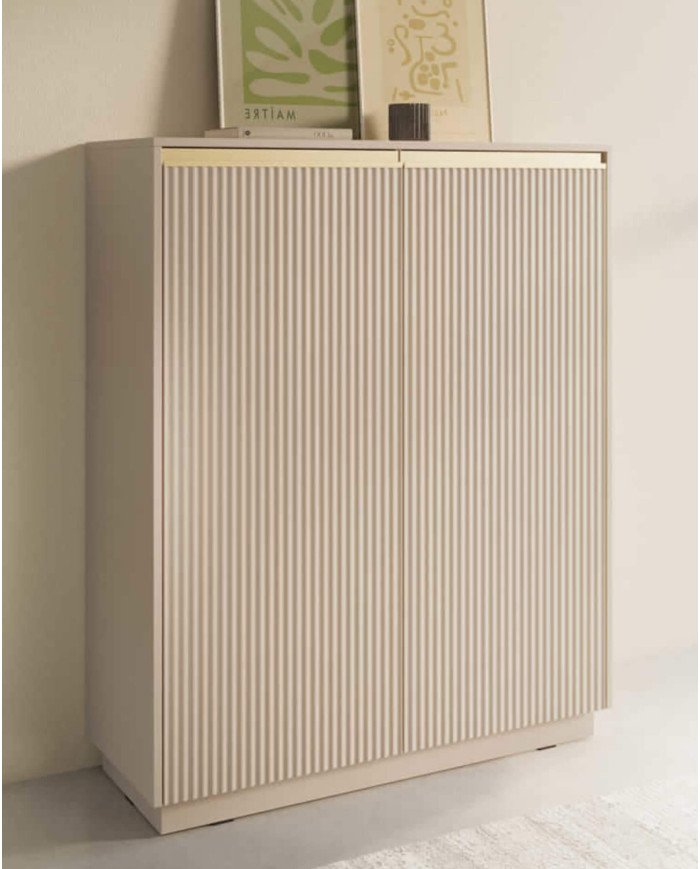 ROYAL KW-104 tall chest of drawers, two doors, beige/gold color - Image 4