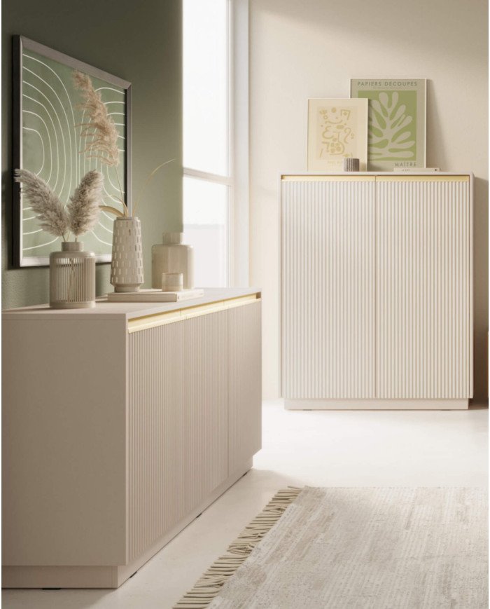 ROYAL KW-104 tall chest of drawers, two doors, beige/gold color - Image 5