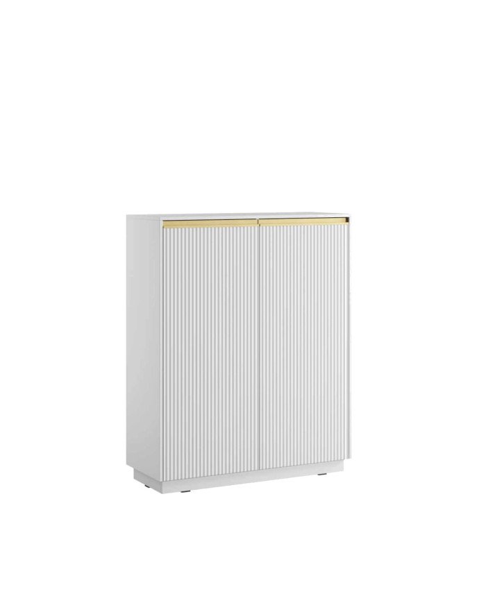 ROYAL KW-104 tall chest of drawers, two doors, white/gold