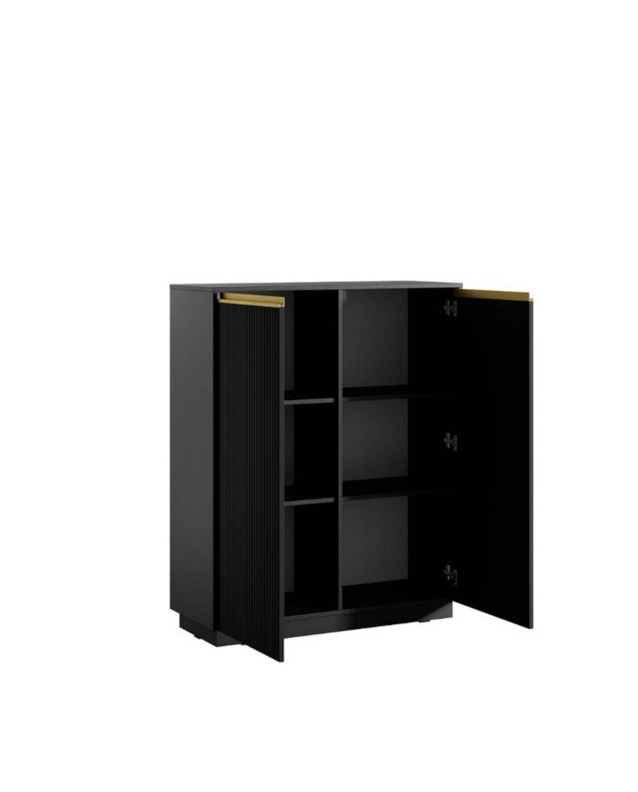 ROYAL KW-104 tall chest of drawers, two doors, black/gold - Image 2