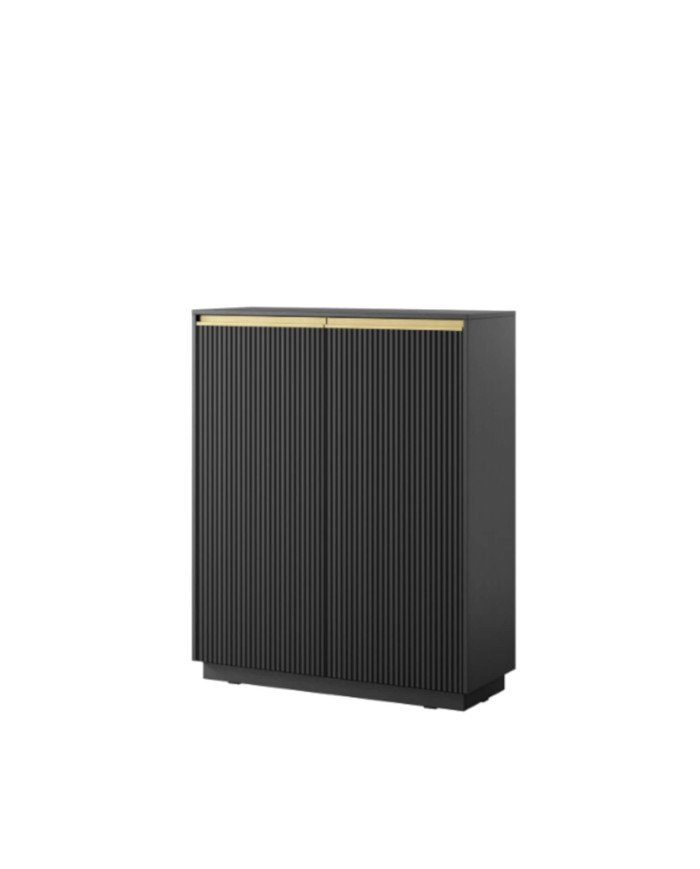 ROYAL KW-104 tall chest of drawers, two doors, black/gold - Image 3