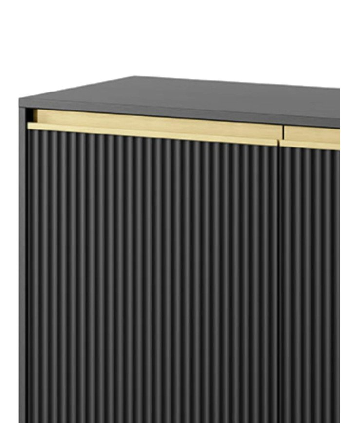 ROYAL KW-104 tall chest of drawers, two doors, black/gold - Image 7
