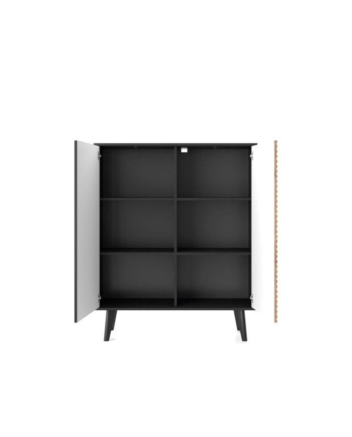 Willow KD104 tall chest of drawers, two doors, Artisan Oak / black - Image 2