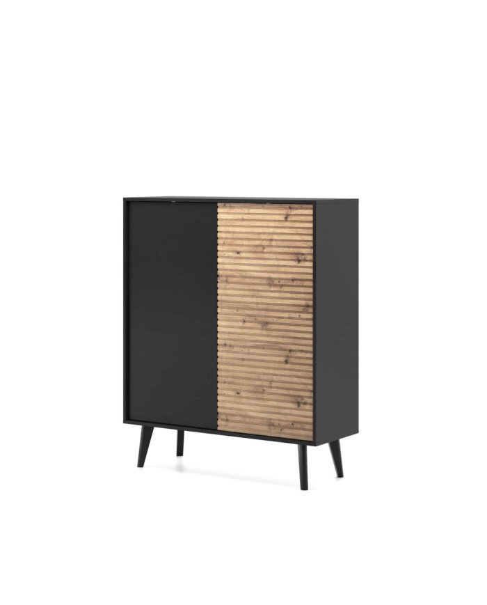Willow KD104 tall chest of drawers, two doors, Artisan Oak / black - Image 3