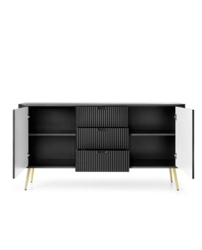 Zova KSZ-168 chest of drawers, 2 doors, 3 drawers, black - Image 3