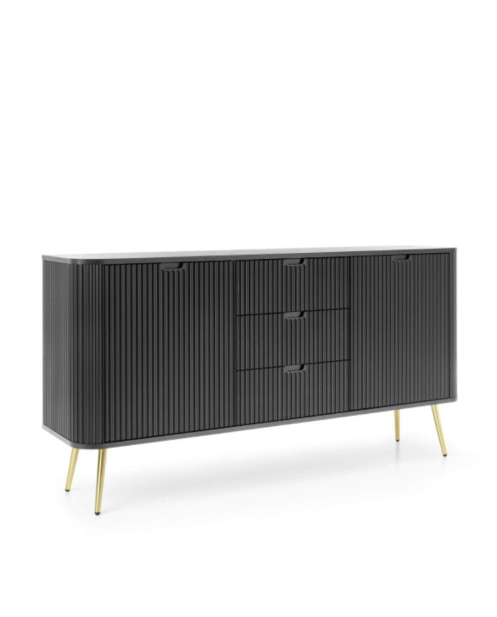 Zova KSZ-168 chest of drawers, 2 doors, 3 drawers, black - Image 4