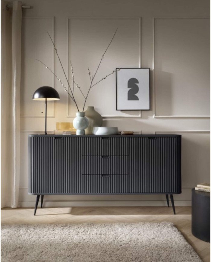 Zova KSZ-168 chest of drawers, 2 doors, 3 drawers, black - Image 6