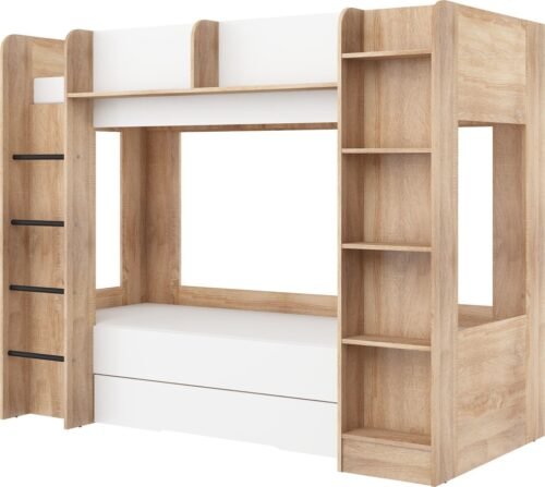 Children’s bunk bed for youth, 2 persons, 80×200, EVEST, sonoma, white