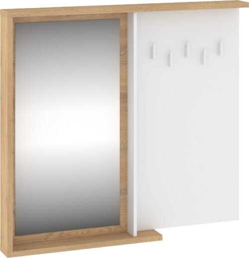 HYBRID 26 furniture rack with mirror for hallway, cremona oak, whiteHYBRID