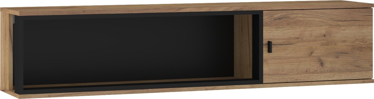 VEGAS 16 furniture, wall shelf, loft cabinet, oak color, gold, black