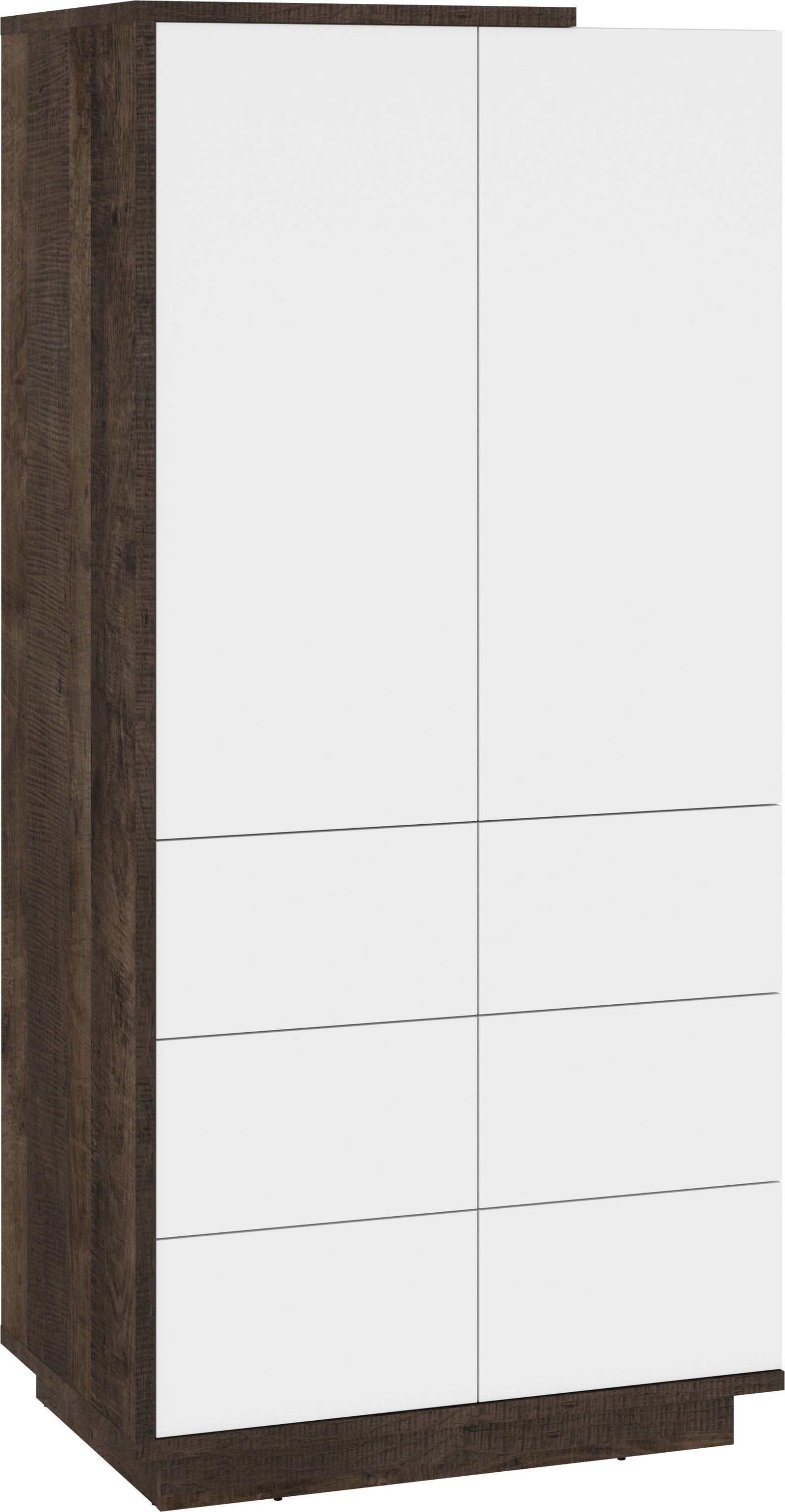HYBRID 23 wardrobe for living room, hallway, bedroom, oak, granite, glossy white colorHYBRID
