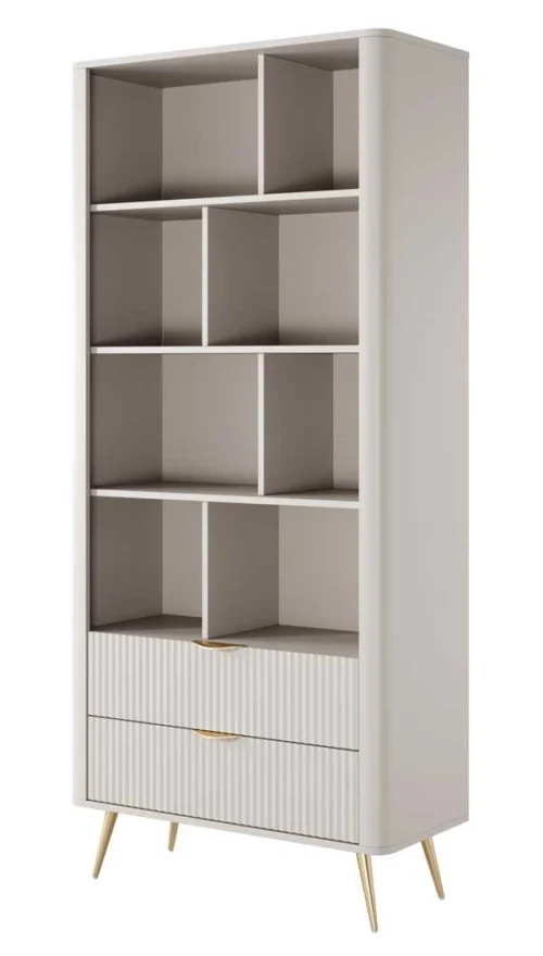 Lante bookshelf on tall gold legs, beige
