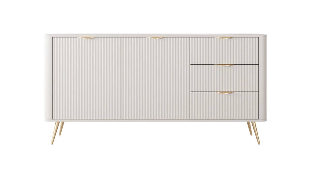 Lante chest of drawers 163 cm 2D3S on high gold legs, beige - Image 2