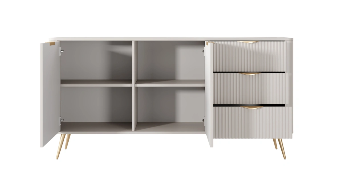 Lante chest of drawers 163 cm 2D3S on high gold legs, beige - Image 3