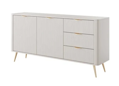 Lante chest of drawers 163 cm 2D3S on high gold legs, beige