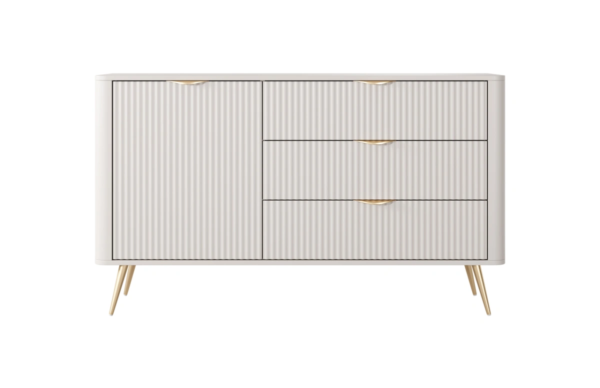 Lante chest of drawers 138 cm D3S on high gold legs, beige - Image 2
