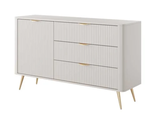Lante chest of drawers 138 cm D3S on high gold legs, beige