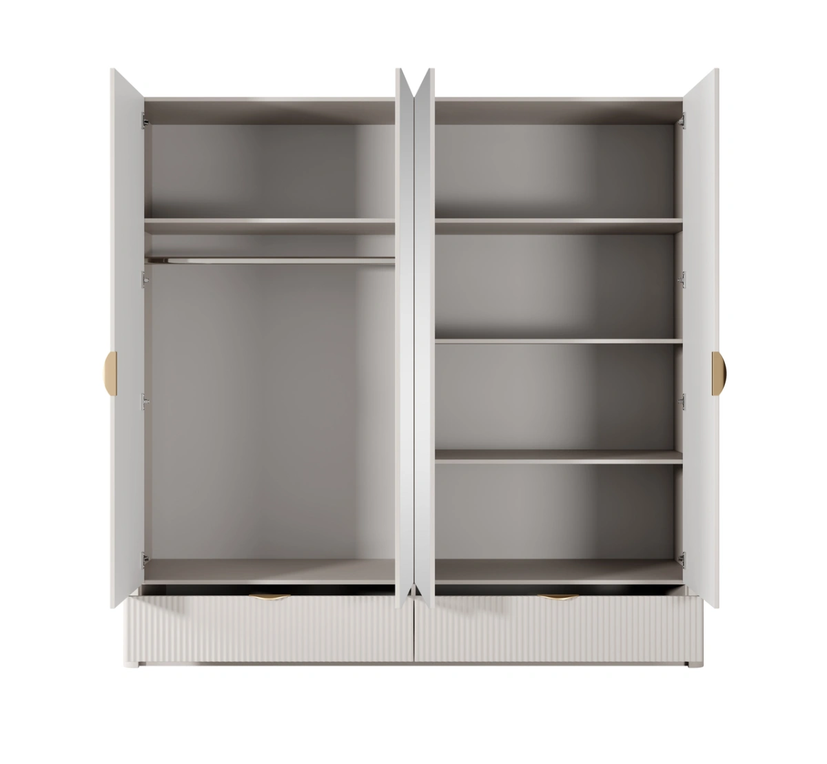 Lante wardrobe 213 cm with mirrors, beige - Image 3