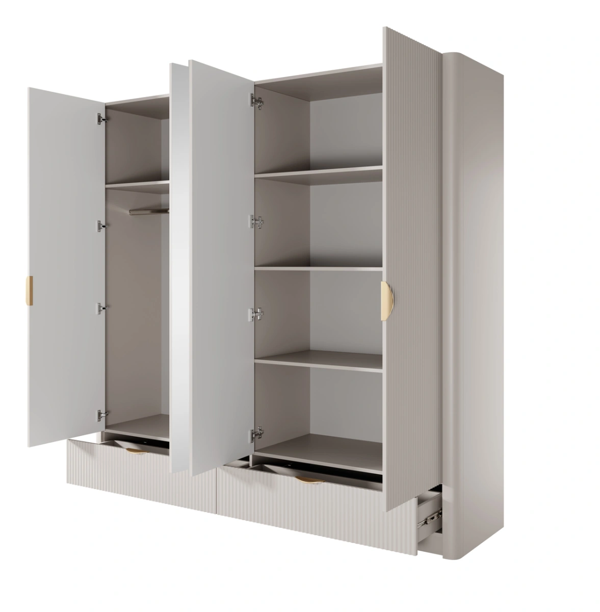 Lante wardrobe 213 cm with mirrors, beige - Image 4