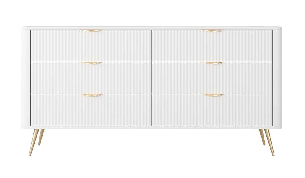 Lante chest of drawers 163 cm 6S on high legs, white