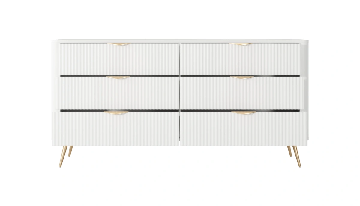 Lante chest of drawers 163 cm 6S on high legs, white - Image 3