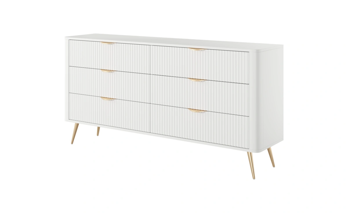 Lante chest of drawers 163 cm 6S on high legs, white - Image 2
