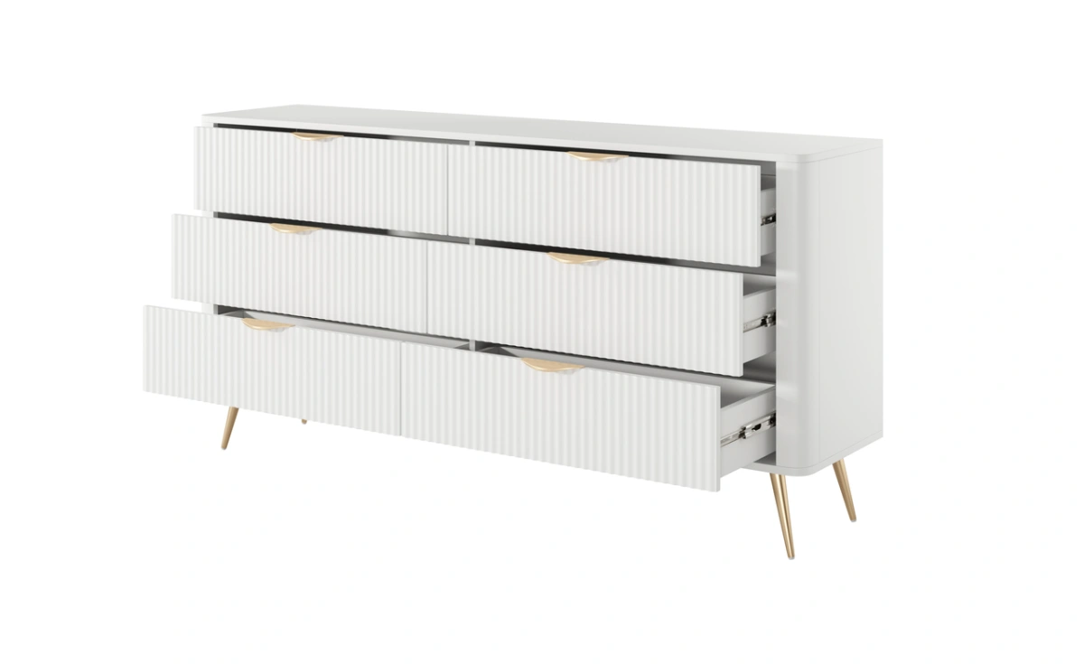 Lante chest of drawers 163 cm 6S on high legs, white - Image 4