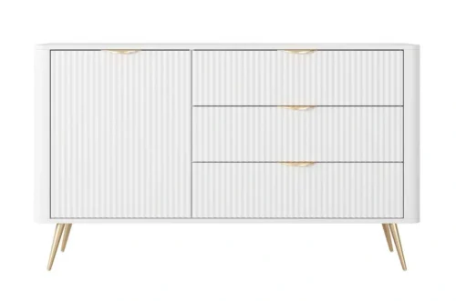 Lante chest of drawers 138 cm D3S on high legs, white