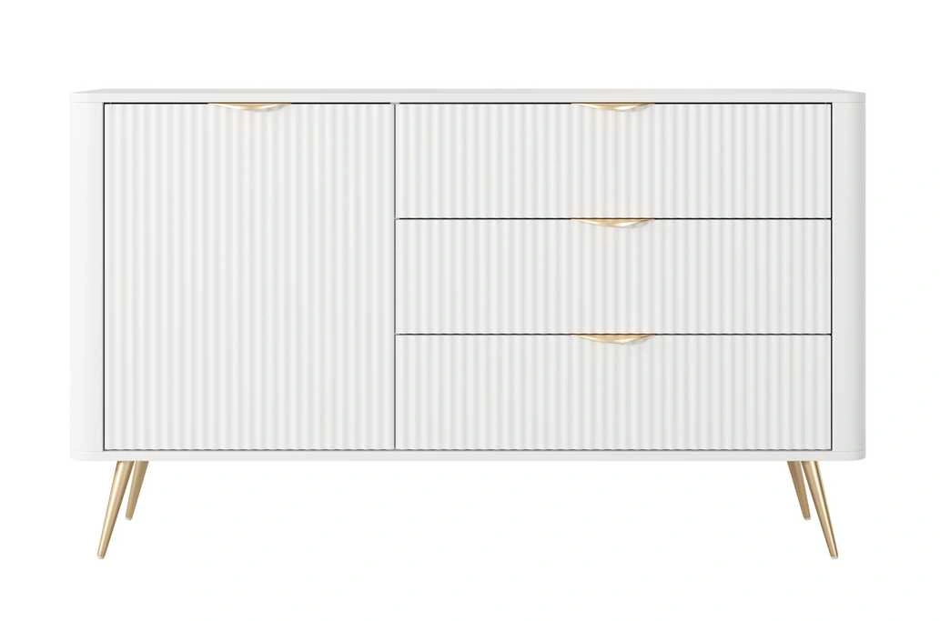 Lante chest of drawers 138 cm D3S on high legs, white