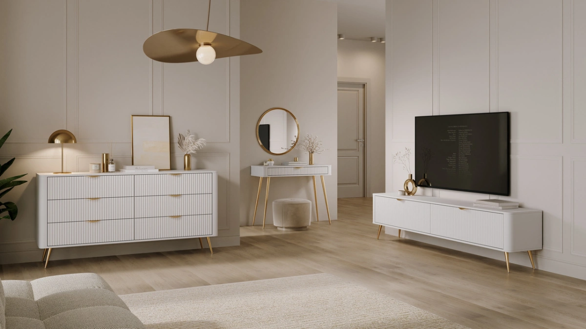 Lante TV cabinet 200 cm on high legs, white - Image 7