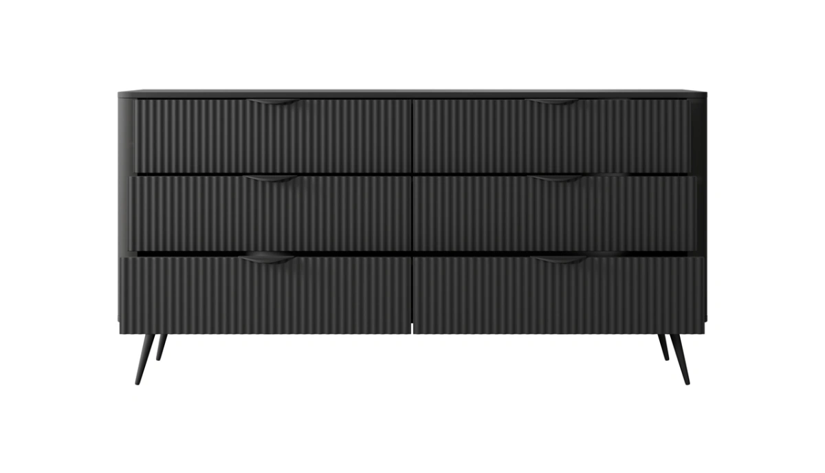 Lante chest of drawers 163 cm 6S on high legs, black - Image 3