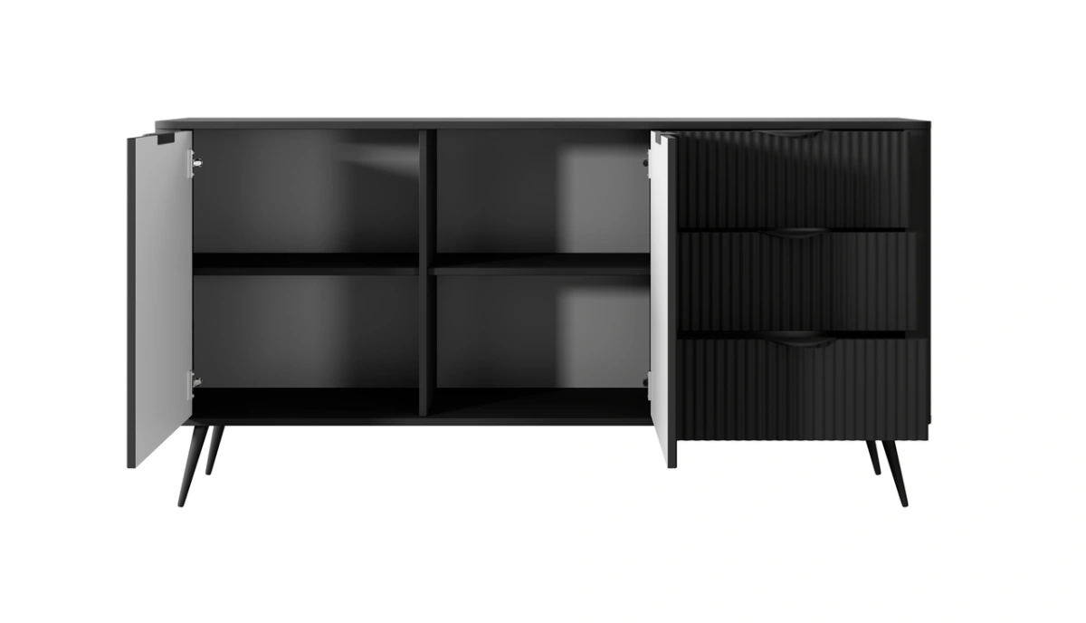Lante chest of drawers 163 cm 2D3S on high legs, black - Image 4