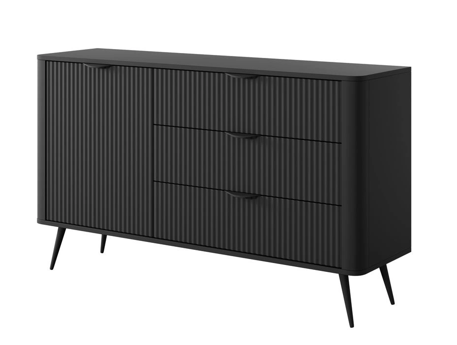 Lante chest of drawers 138 cm D3S on high legs, black
