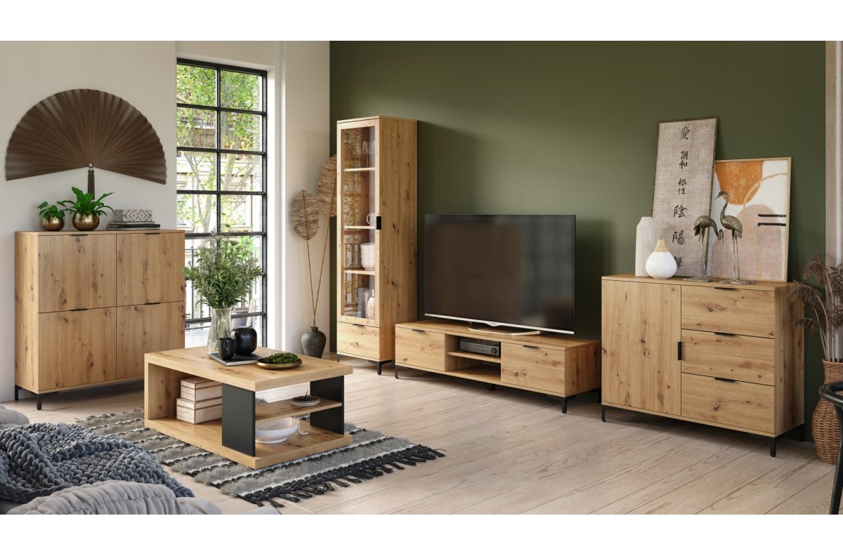LANA S-110 Coffee Table, Artisan Oak / Black - Coffee Table with Shelf - Image 2