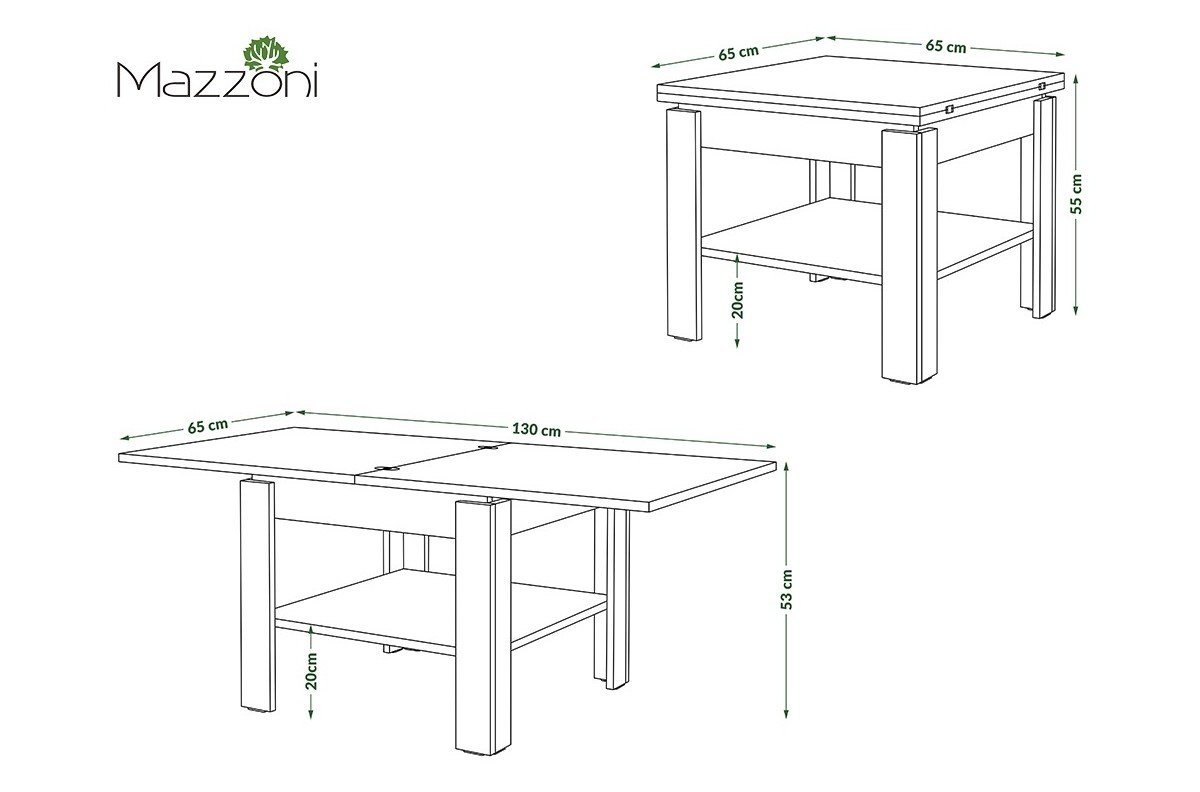 LEO Artisan Oak/Anthracite (dark grey) - COMPACT COFFEE TABLE WITH EXTENDABLE TABLETOP - Image 4